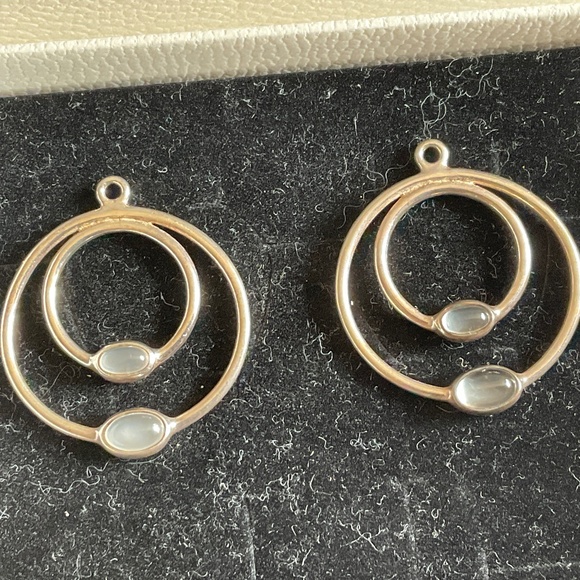 Pandora moonstone cabochon Double Hoop Earring Charms - Picture 3 of 9
